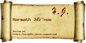 Harmath János névjegykártya